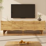thumbnail of Moderner TV-Schrank 155x36x47 cm mit Wellenmuster Holzoptik 4 Türen Kabelmanagement Stauraum für Mediengeräte