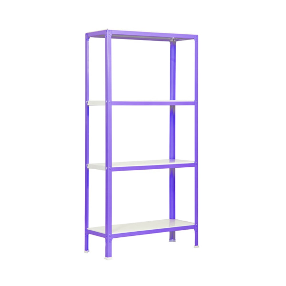 PROREGAL Wohnregal LIVING KOALA METAL mit 4 Fachböden | HxBxT 160x100x30cm | Fachlast 150kg | Lila/Weiß | Standregal Metallregal Lagerregal