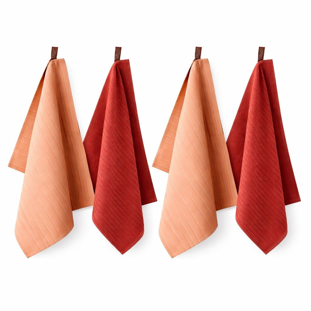 Ten Cate Keukenhanddoeken Set – 4-delig – 2x Keukendoek 50x50 cm & 2x Theedoek 60x65 cm – 100% Katoen – Terra