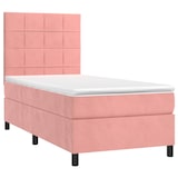 thumbnail of vidaXL Boxspringbett mit Matratze & LED Rosa 80x200 cm Samt
