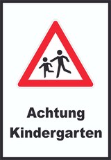 thumbnail of Achtung Kindergarten Schild Vorsicht Kinder  A2 Rückseite selbstklebend