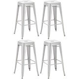 thumbnail of 4er Set Barhocker DOLAN - Metall Silber 43x43x76 cm | Barstuhl Tresenhocker Tresenstuhl Kneipenhocker Kneipenstuhl
