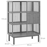 thumbnail of Scaffale a terra in bambù HWC-N81, mobile da bagno Mobile da bagno Scaffale da bagno Cassettiera, 3 ripiani Anta scorrevole FSC® 115x80x45cm