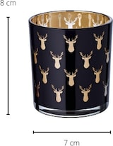 thumbnail of 2er-Set Teelichtglas Rosy (Höhe 8 cm), schwarz, Hirsch-Motiv