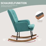 thumbnail of Schaukelstuhl mit Hocker Dunkelgrün 64x89x90 cm Leinenoptik Armlehnsessel mit hoher Rückenlehne Stahlrahmen Buchenholzbeine