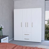 thumbnail of Roupeiro Bariloche em melamina com 4 portas, 4 prateleiras, 3 suportes para roupa e 2 gavetas , branco, 177.9 cm X 150.3 cm X 50.4 cm