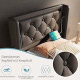 thumbnail of Merax Polsterbett Einzelbett 90*200 cm, Hydraulisches Stauraumbett, mit USB Typ-C Ladefunktion, LED-Funktion(Ohne Matratze), PU, Schwarz