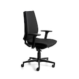 thumbnail of ROCADA, sedia professionale con braccioli regolabili, scocca nera e rivestimento nero. dimensioni 660x660x1180mm