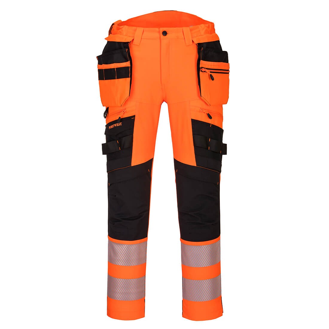 Portwest - Pantalon de service haute visibilité avec poches flottantes démontables DX4 Orange / Noir Taille 52