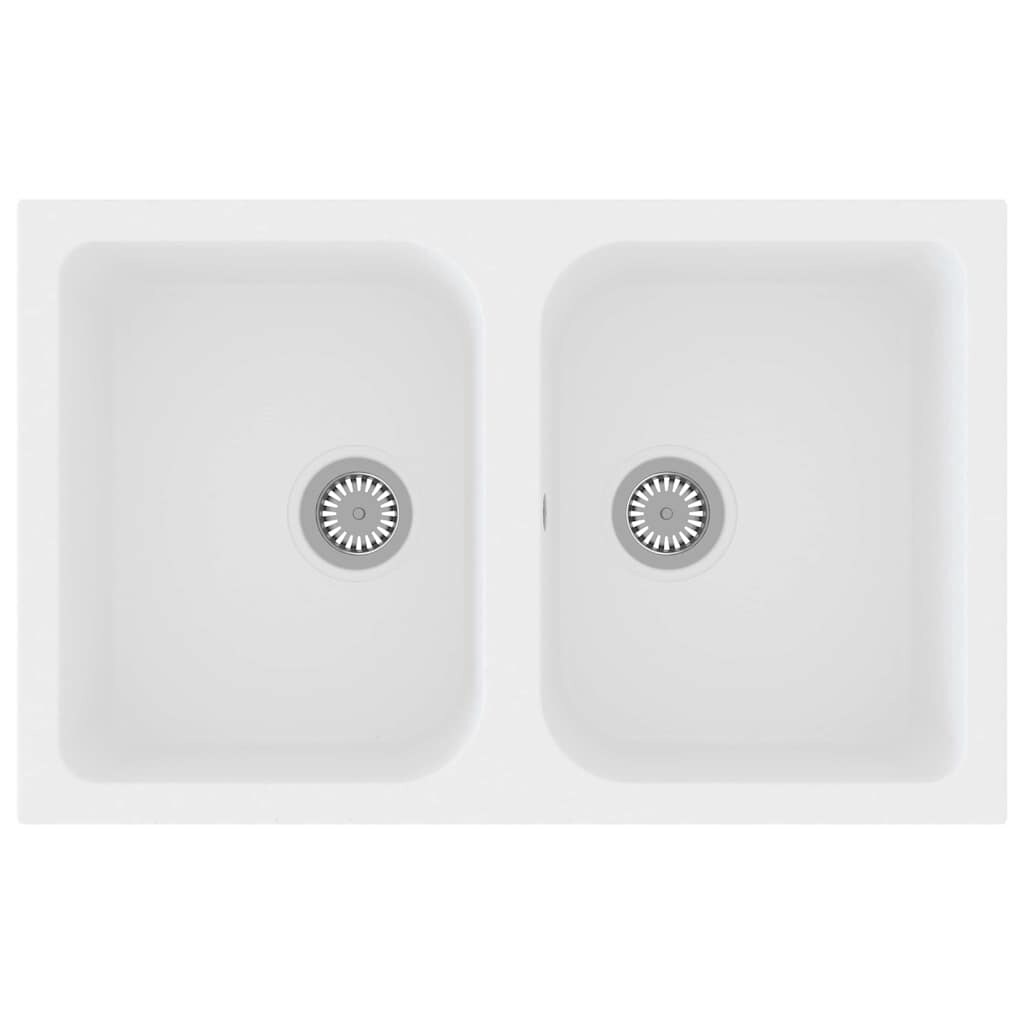 vidaXL Keukenwasbak Wit 76 x 48 x 30 cm Graniet