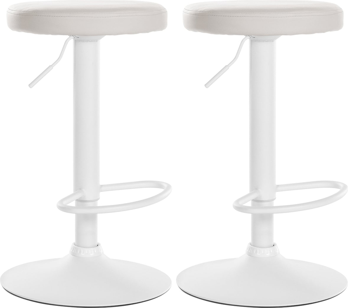 Décoshop26 - Set aus 2 schlichten Barhockern mit weißem Kunststoffsitz und weißem Metallgestell TDB10683