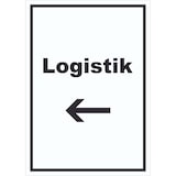 thumbnail of Logistik Schild mit Text und Richtungspfeil links Transport Versand hochkant A6 (105x148mm)
