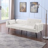 thumbnail of Futon Schlafsofa Sofa Bett Couch 175x71x71 Cord modern bequem stabil mit Metallfüßen platzsparend für Wohnzimmer Arbeitszimmer Beige