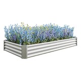 thumbnail of Hochbeet aus Metall 232x114x30cm Silber ohne Boden aus verzinktem Stahlwellblech 0,6 mm mit gefalteter Innenkante robust wetterfest für Gemüse Blumen