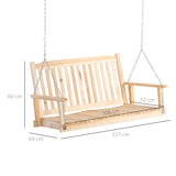 thumbnail of Outsunny banco columpio de madera de 2 plazas con reposabrazos cadenas ajustables y diseño listones carga 200 kg para jardín 117x69x60 cm natural