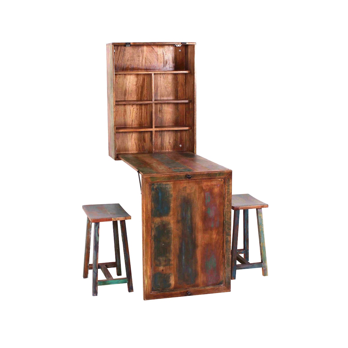 SIT Möbel Klaptafel met 2 krukken | antiek hout gelakt gekleurd | opvouwbaar | B 60 x D 25 x H 80 cm | 09130-98 | Serie RIVERBOAT