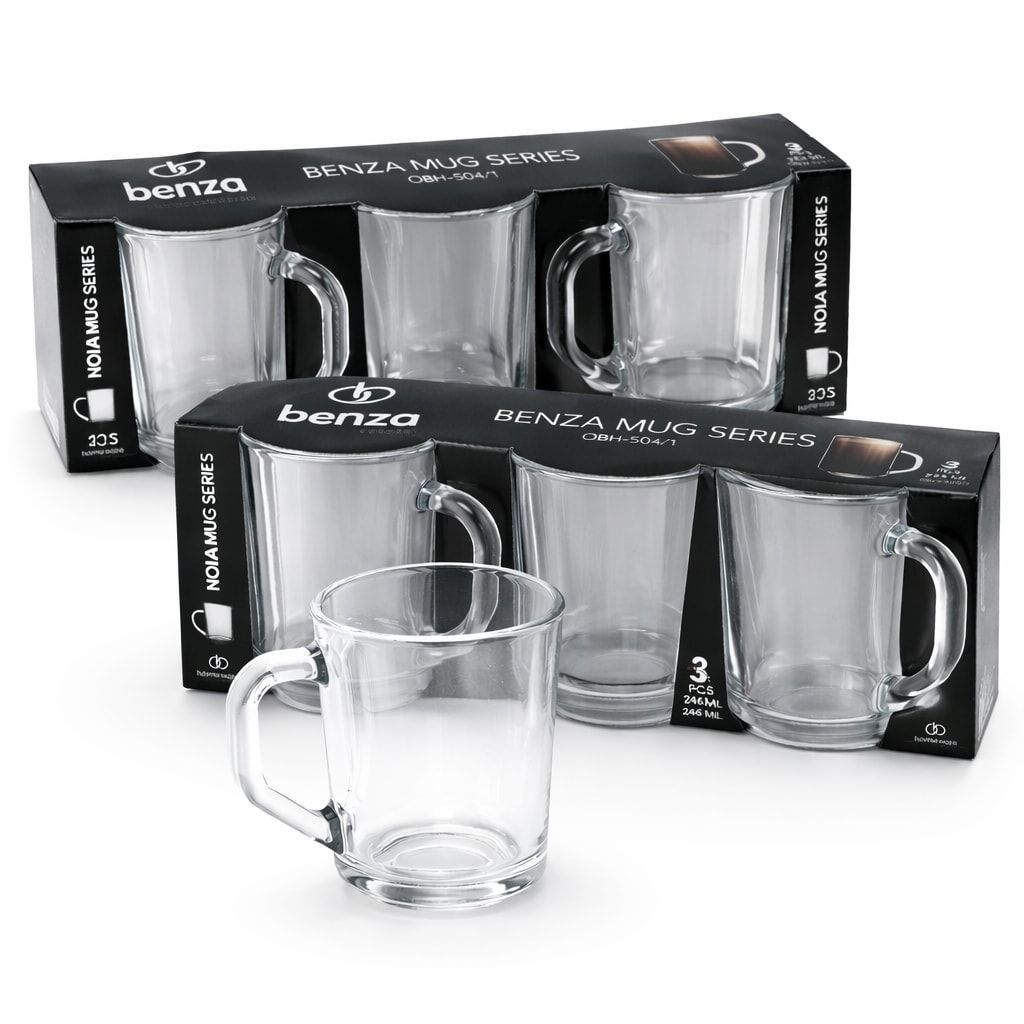 Theeglazen Set 6 Stuks 246 ml – Koffieglazen met Oor – Cappuccino / Latte Glazen – Transparant Glas