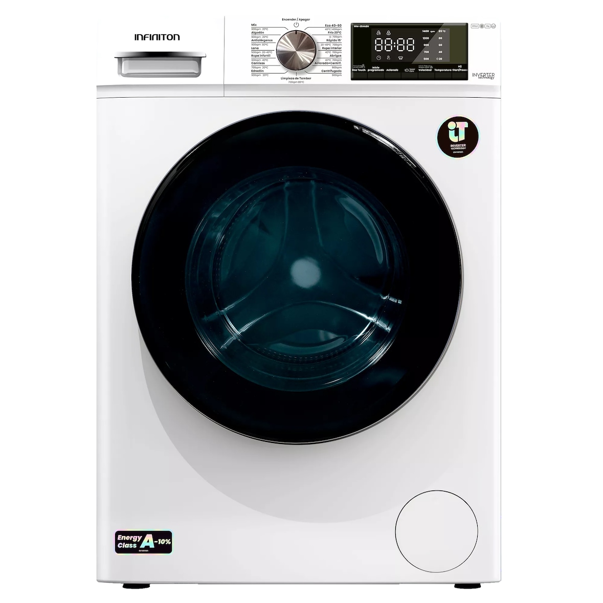 Máquina de Lavar Roupa de Carga Frontal INFINITON WM-S84ABN, 8 kg, 1400 RPM, A, Vapor Care, Inverter, Branco