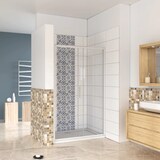 thumbnail of AICA Mampara de ducha frontal corredera perfil gris mate vidrio 5mm (1360-1400)x1850mm