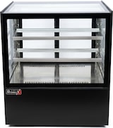 thumbnail of Romux® Kühlvitrine für Konditorei Quadratisch Tischgerät 2 Böden Schwarz 350 Liter Umluftkühlung | Kühlvitrine Gerade Glasscheiben
