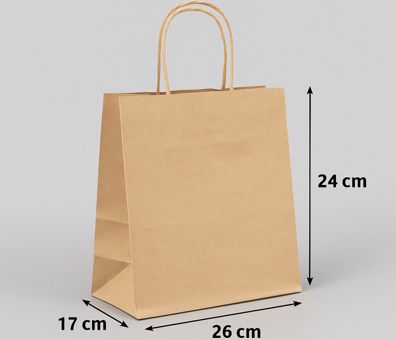 Una bolsa de papel marrón con asas.