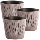 thumbnail of WellHome - Set mit 3 Pflanztöpfen 1,7L Sandy Round Ø15,8 cm/Stück in Mocca