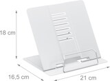 thumbnail of Relaxdays Buchständer, 2er Set, Leseständer 6-fach höhenverstellbar, Kochbuchhalter mit Klemme, Küche, Stahl, weiß