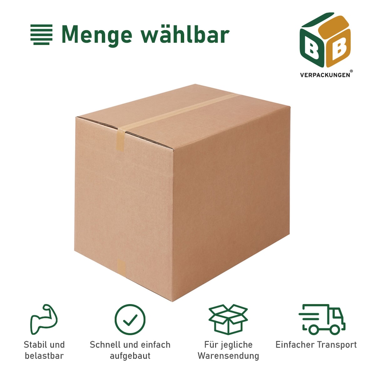 25 x Faltkarton (785 x 585 x 580/480/380 mm) stabil 2-wellig Versandkarton Päckchen DHL Hermes Schachtel Box Paket braun BB-Verpackungen