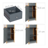 thumbnail of Relaxdays Hochschrank Bad, Badregal, Badezimmerschrank, 2-türig, aus MDF, mit Bambusrahmen, HBT 165 x 31,5 x 29 cm, grau