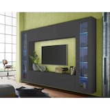 thumbnail of Dmora Wohnzimmermöbel Giuliano, Wohnzimmer-Set TV-Möbel mit 4 Türen, Mehrzweck-Wohnzimmermöbel mit Vitrine und LED-Licht, cm 260x30h180, Anthrazit