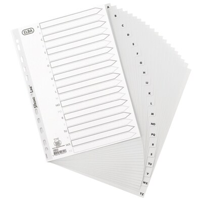 ELBA Jeu 20 Intercalaires Alphabetiques A4+ Polypropylene Gris 12/100E