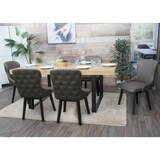 thumbnail of Juego de 2 sillas de comedor HWC-M60, silla tapizada silla de cocina sillón silla, tela/textil madera maciza ~ verde oscuro-gris