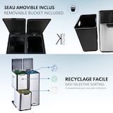 thumbnail of Kitchen Move Papelera de pedal de reciclaje HAJA plata 60L Acero inoxidable Plata