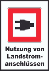 thumbnail of Nutzung von Landstromanschlüssen Schild A6 Rückseite selbstklebend