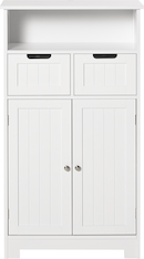 Mobile Bagno HOMCOM A 3 Ripiani Con Cestino Ribaltabile, Struttura In Truciolato Melaminico, 35x31.5x144 Cm, Bianco