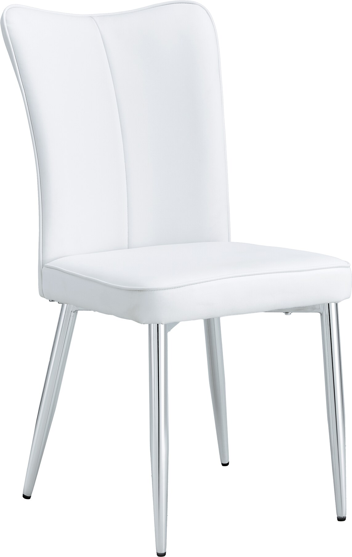 Esszimmerstühle 2er-Set aus PU-Leder und Metall, Weiß/Silber, mit ergonomischer Rückenlehne und verstellbaren Füßen