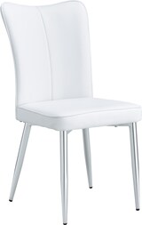 thumbnail of Esszimmerstühle 2er-Set aus PU-Leder und Metall, Weiß/Silber, mit ergonomischer Rückenlehne und verstellbaren Füßen