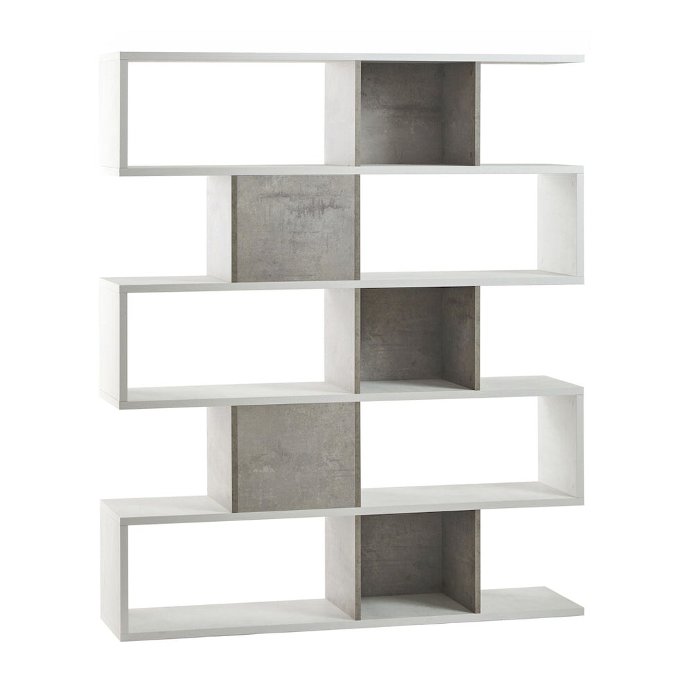 SARMOG LIBRERIA MODULARE H178 L150 KIT in truciolare nobilitato color ossido bianco e cemento