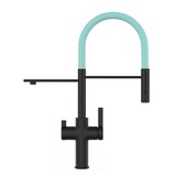 thumbnail of Niederdruck 3 Wege Wasserhahn Küchenarmatur Spültischmischer FC, Schwarz Matt, mit 360° schwenkbarem Türkis Auslauf und abnehmbare 2 strahl Handbrause