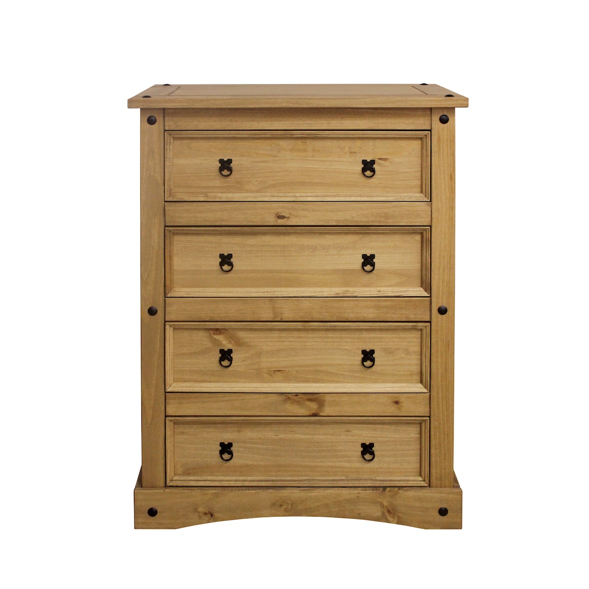 Möbilia Hoch-Kommode | mit 4 Schubladen | Kiefer-Holz | B 90 x T 48 x H 122 cm | 19020064 | natur gewachst | Serie KOMMODE