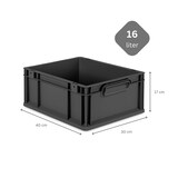 thumbnail of PROREGAL SuperSparSet 10x Eurobox NextGen Grip mit Auflagedeckel & 4 gelben Verschlüssen, HxBxT 17x30x40cm, 16L, Schwarz, Griffe zu, Eurobehälter
