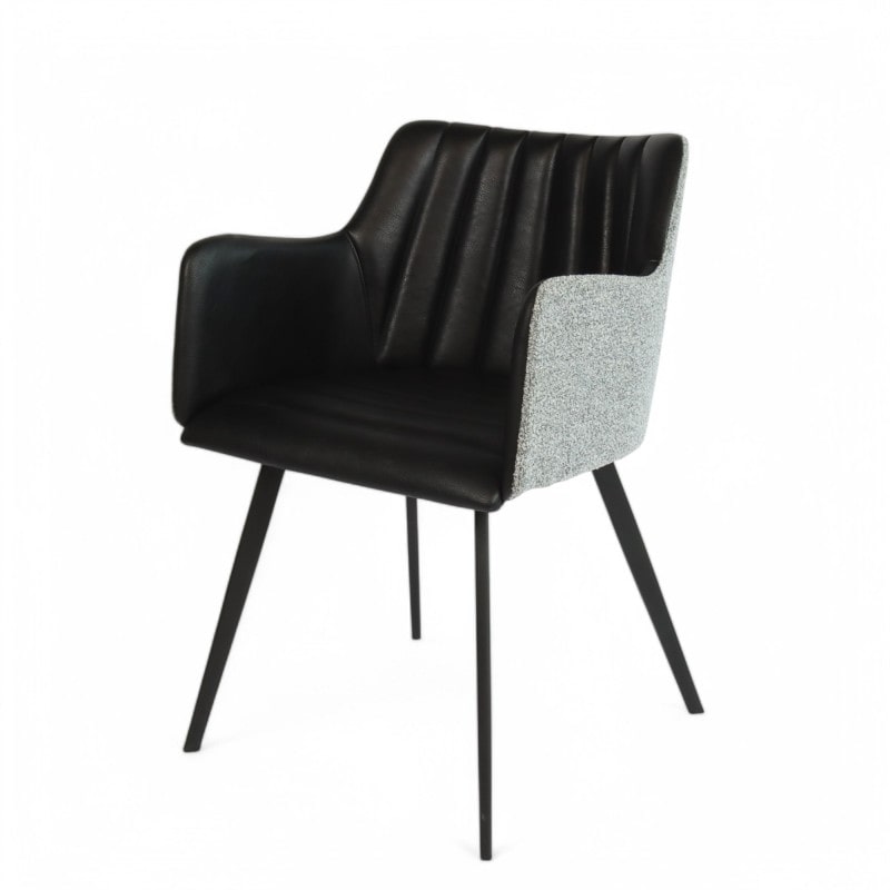 Fauteuil d'intérieur MILAN - Similicuir Noir et Tissu Gris