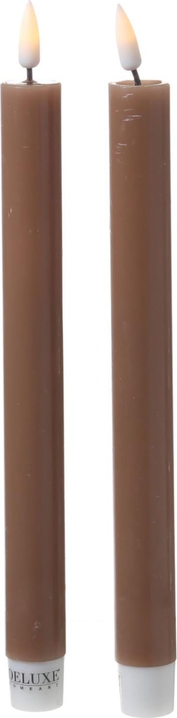 LED Stabkerzen Mia Tafelkerzen Echtwachs flackernd H:24cm karamell 2St