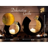 thumbnail of Kerzenhalter Teelichthalter Set 2-teilig Kerzenständer Metall schwarz matt innen vergoldet