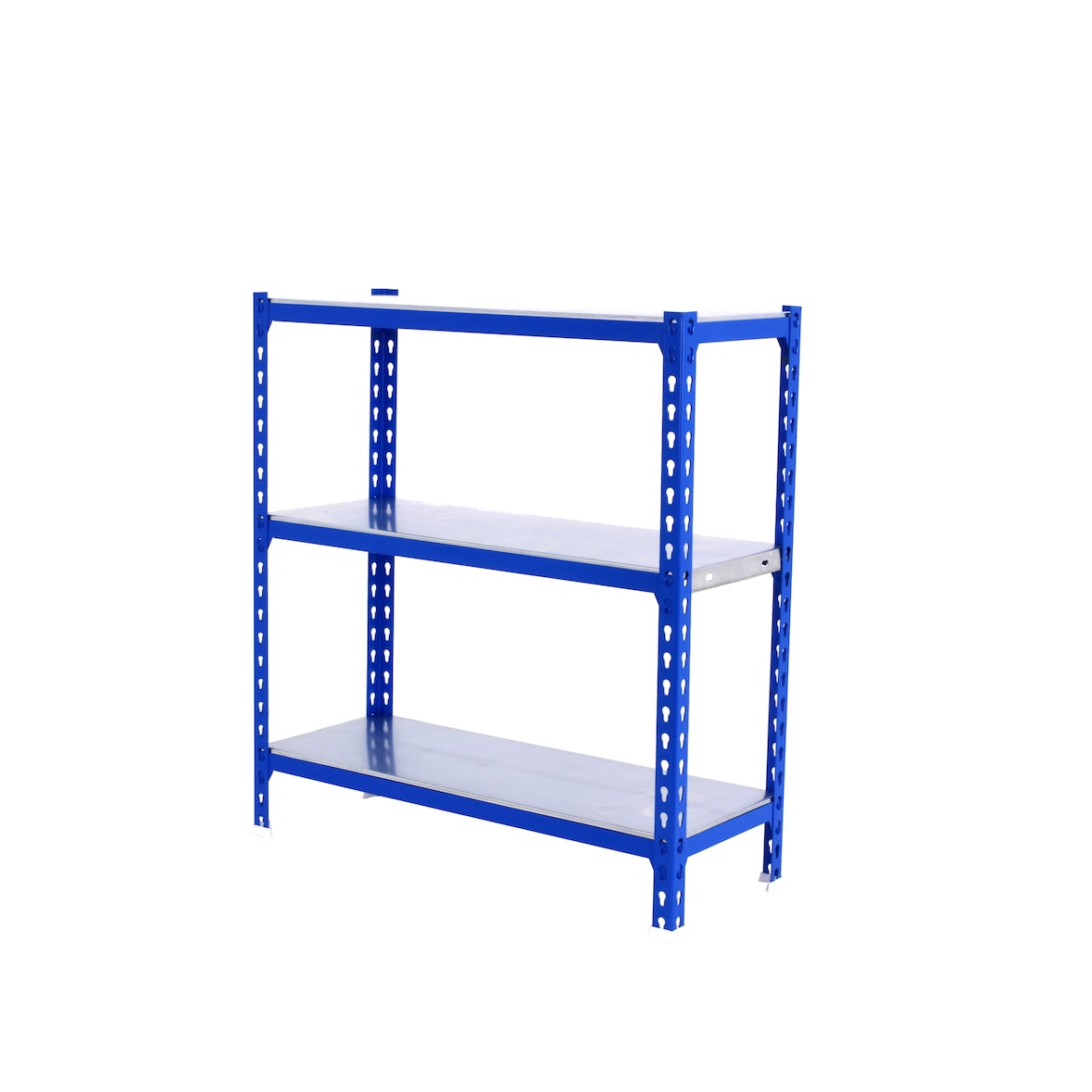 SimonRack Estanteria Metalica, 900x800x300 mm, 3 Alturas, Bandeja Metal, 180 kg de Punto Flexión, Estanterias Almacenaje, Azul/Galva - Simonclick