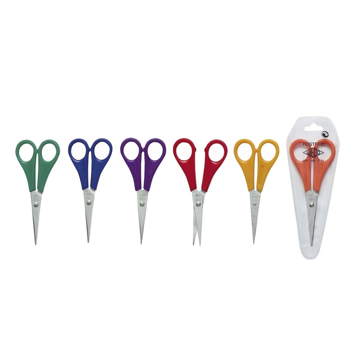 Wedo 77.72 Bastelschere spitz farbig sortiert auf SB-Karte