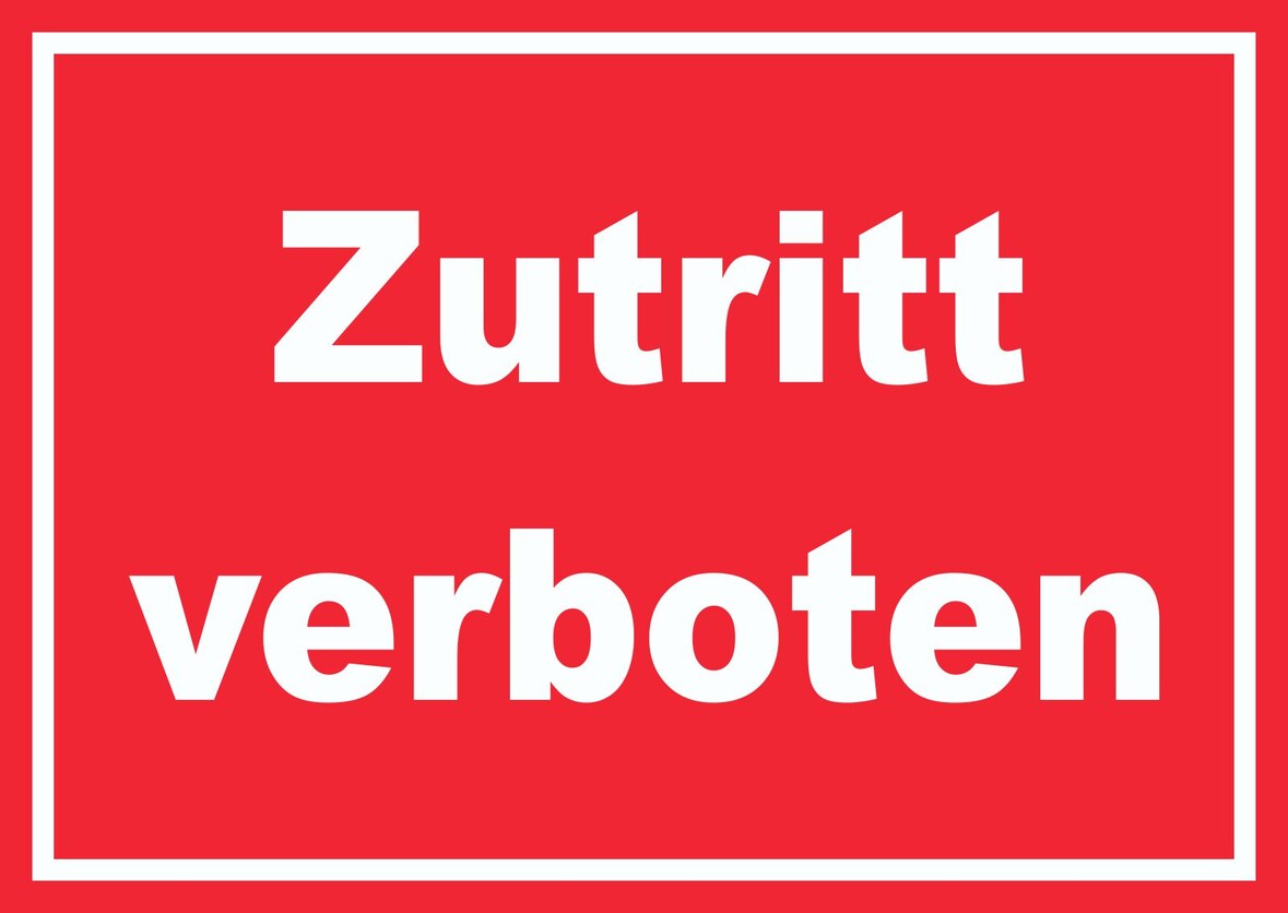 Zutritt verboten Schild weiß-rot A1 (594x841mm)