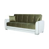 thumbnail of Dmora Schlafsofa Luis, 3-Sitzer-Container-Schlafsofa aus Kunstleder und Stoff, 220x84h91 cm, Weiß und Dunkelgrau