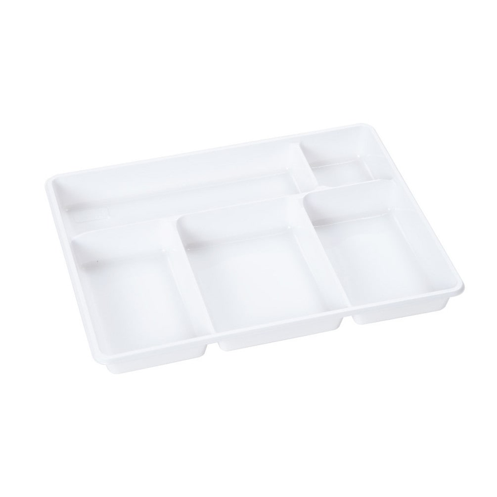 200 Plateaux Repas 5 Compartiments Blancs 290 x 224 x H. 30 mm en PS Pratiques et Résistants pour Usage Alimentaire - D-Work