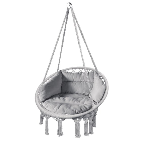 Hängesessel Kissen Hängekorb Hängestuhl Hängeschaukel Hängematte Schwebesessel Hellgrau : Hellgrau
